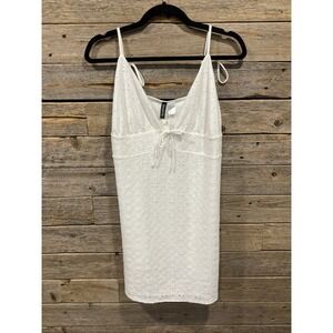 NWT H&M Divided Women's White Sundress Tie‎ Front Sleeveless Size XL